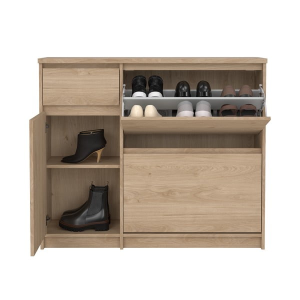 Uchylna szafka na buty w dekorze dębu w naturalnym kolorze 109x93x32 cm Naia – Tvilum-image-3