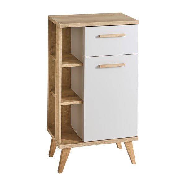 Kremowo-naturalna niska szafka łazienkowa w dekorze dębu 50,5x89,5 cm Quickset 966 – Pelipal