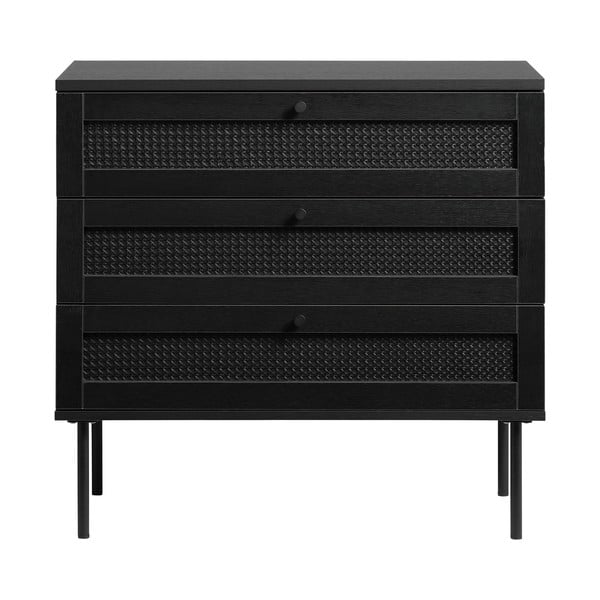 Czarna niska komoda w dekorze dębu 80x75 cm Pensacola – Unique Furniture