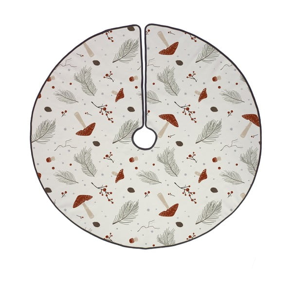 Biały bawełniany okrągły dywan pod choinkę ze świątecznym motywem odpowiedni do prania ø 133 cm Toadstool – Butter Kings