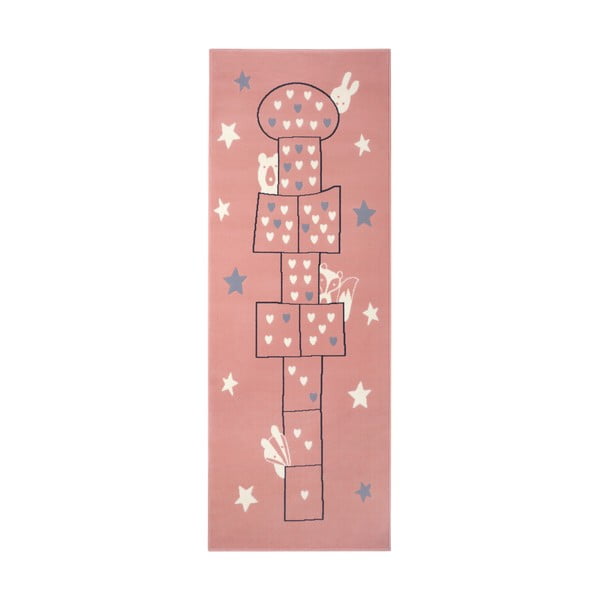 Dziecięcy różowy dywan Hanse Home Adventures Jump, 100x250 cm