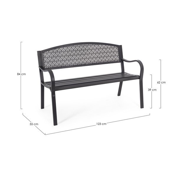 Antracytowa metalowa ławka ogrodowa Lizette – Bizzotto-image-4