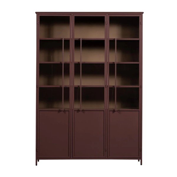 Bordowa metalowa witryna 140x200x42 cm Exhibit – WOOOD
