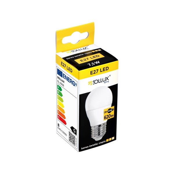 Żarówka LED z ciepłym światłem z gwintem E27, 7,5 W – Sollux-image-1