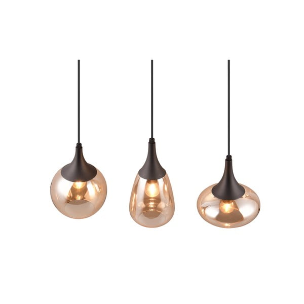 Czarno-pomarańczowa lampa wisząca ze szklanym kloszem Lumina – Trio-image-1