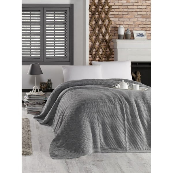 Szara narzuta na łóżko z domieszką bawełny Homemania Decor Silvi, 220x240 cm