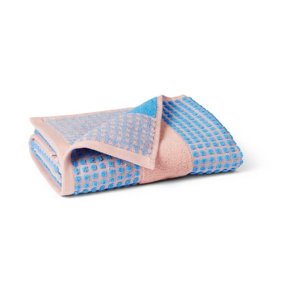 Niebiesko-różowy ręcznik z bawełny organicznej frotte 50x100 cm Check – JUNA-image-2
