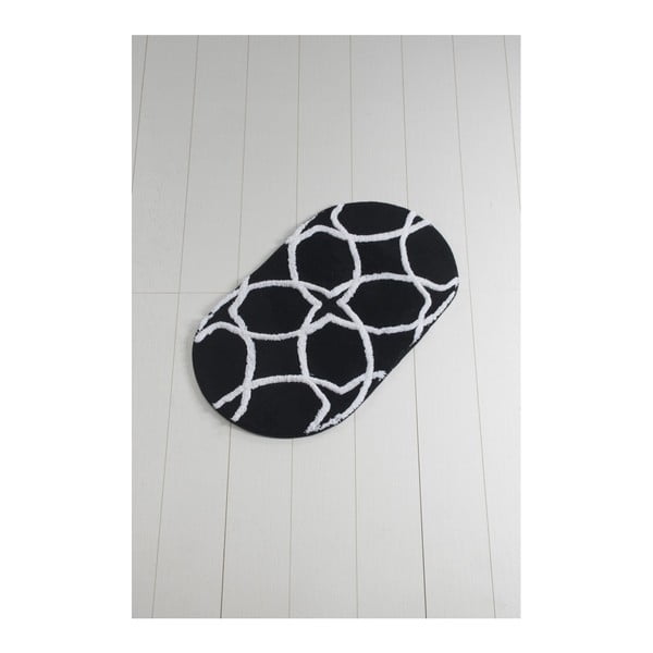 Czarno-biały dywanik łazienkowy Waves Hexagon, 100x60 cm