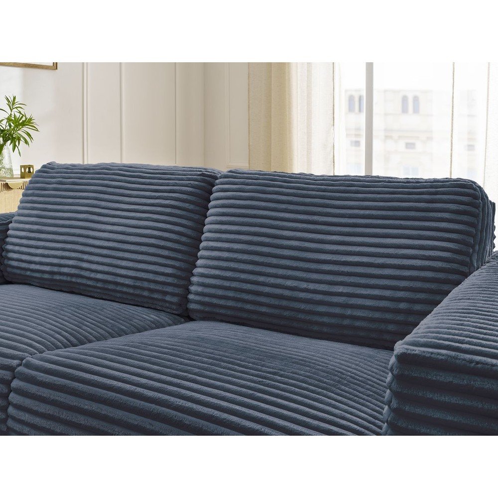 Ciemnoniebieska sztruksowa rozkładana sofa do spania 240 cm Hugo – Bobochic Paris (zdjęcie 5)