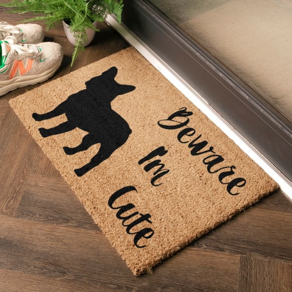 Wycieraczka z włókna kokosowego 40x60 cm Beware I'm Cute French Bulldog – Artsy Doormats-image-1
