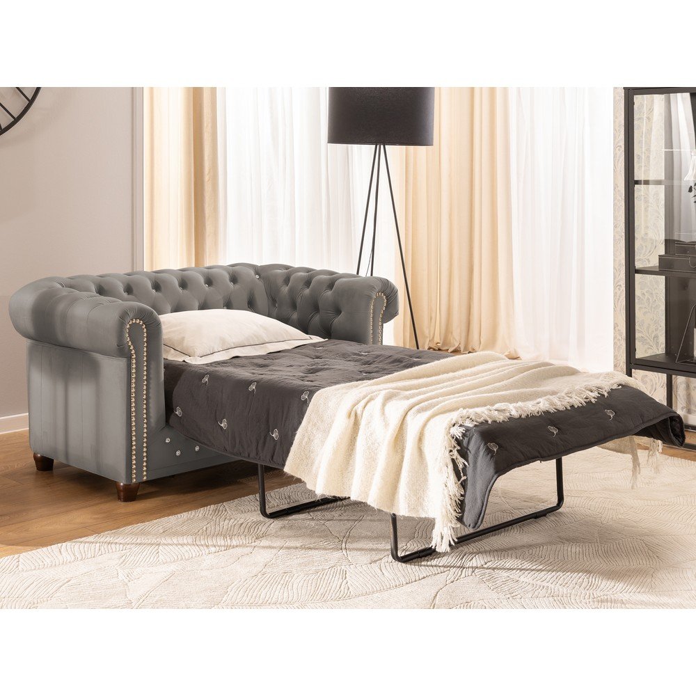 Szara aksamitna rozkładana sofa 148 cm York Blik – Ropez (zdjęcie 6)