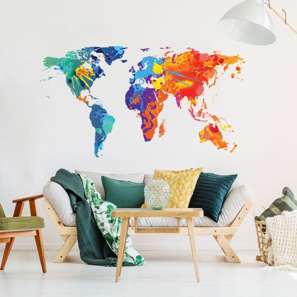 Naklejka ścienna Ambiance Wall Decal Worlds Map Design Watercolor, 60x105 cm-image-1