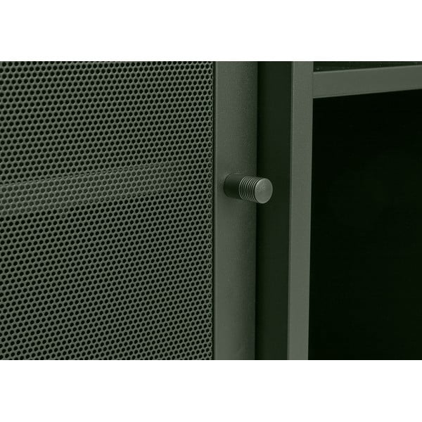 Ciemnozielona metalowa niska komoda z drzwiami przesuwnymi 160x75 cm Veep – Unique Furniture-image-2