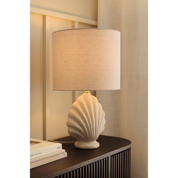 Biała/beżowa lampa stołowa z żywicy polimerowej (wysokość 58 cm) Shelley – Ellos Home-image-1