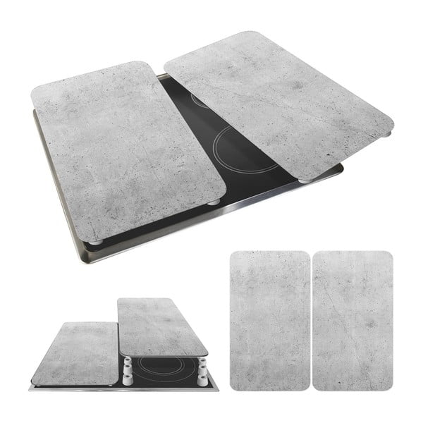 Zestaw 2 szarych szklanych płyt ochronnych na kuchenkę Wenko Universal-image-3