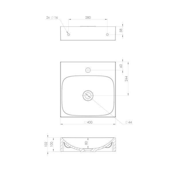Biała umywalka z kompozytu mineralnego 40x40 cm Emona – Sapho-image-4