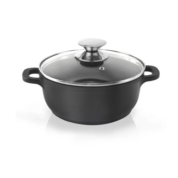 Garnek z powierzchnią nieprzywierającą Pfluon Granit i szklaną pokrywką Orion Grande, ⌀ 20 cm