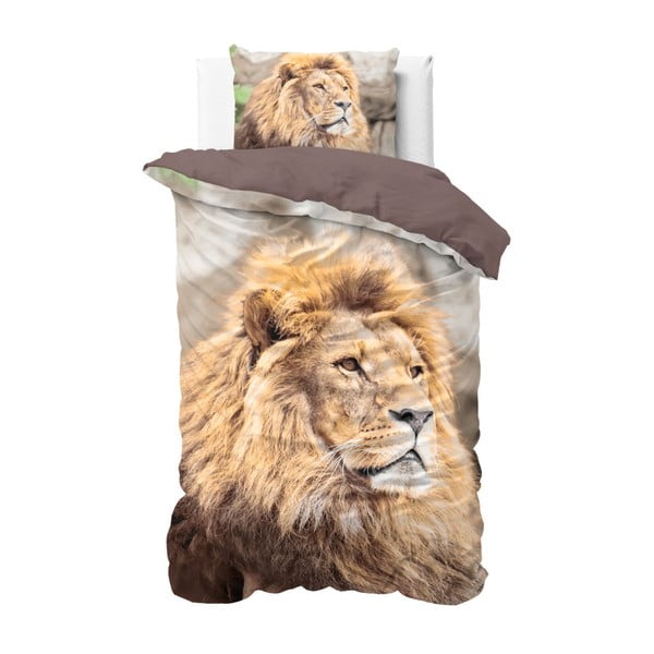 Jednoosobowa pościel bawełniana Sleeptime Lion, 140x220 cm