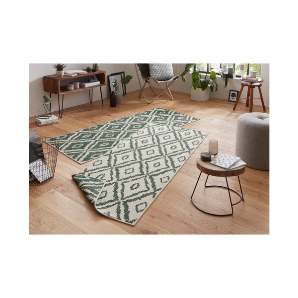 Zielono-biały chodnik dwustronny NORTHRUGS Rio, 80x350 cm-image-4