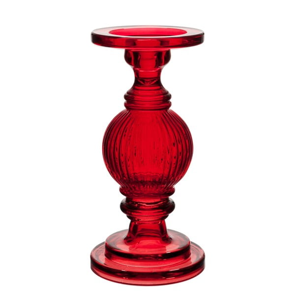 Świecznik Ribbed Red, 25 cm