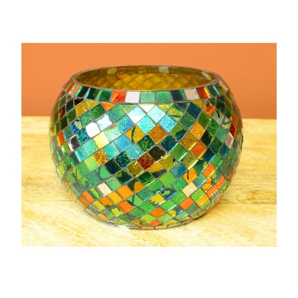 Szklany świecznik Green Mosaic