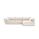 Beżowy aksamitny narożnik (prawostronny/z szezlongiem) Vanda – Mazzini Sofas