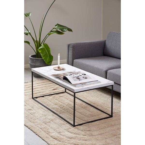 Beżowy stolik z blatem w dekorze marmuru 55x110 cm Barossa – Actona-image-1