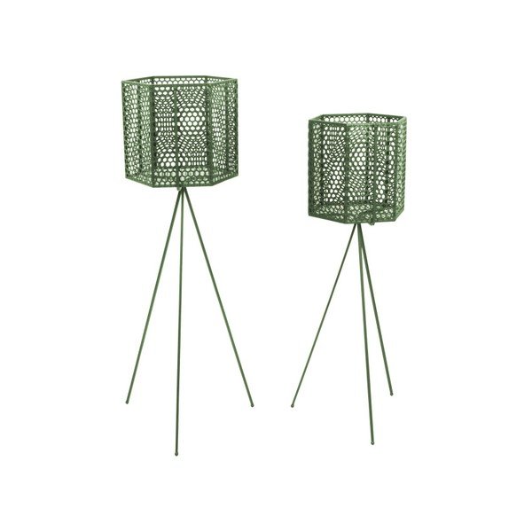 Zestaw 2 ciemnozielonych metalowych kwietników PT LIVING Hexagon