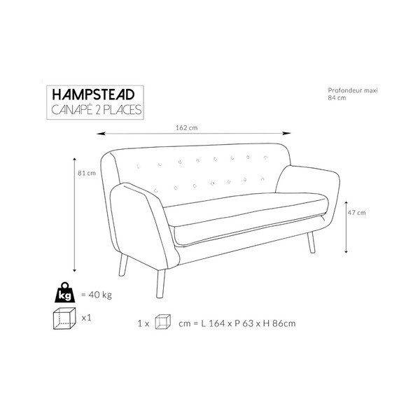 Różowa sofa Cosmopolitan design Hampstead, 162 cm-image-4