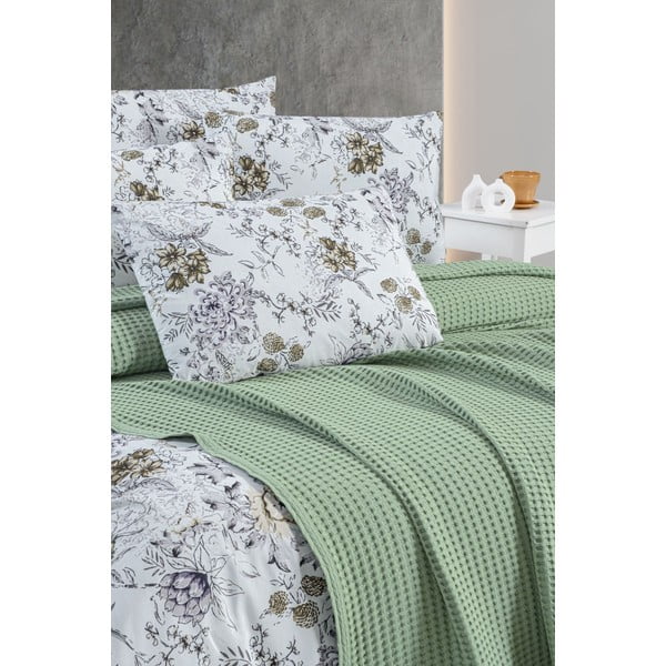Zielona bawełniana narzuta 220x240 cm Waffle – Mila Home-image-1