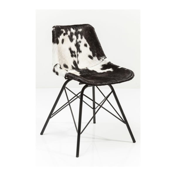 Czarno-białe krzesło do jadalni ze skórzanym obiciem Kare Design Haudy