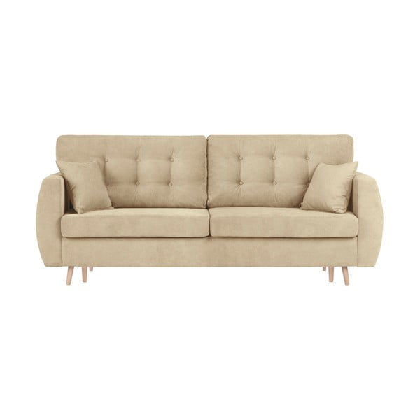 Beżowa 3-osobowa sofa rozkładana ze schowkiem Cosmopolitan design Amsterdam, 231x98x95 cm