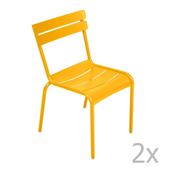 Zestaw 2 żółtych krzeseł Fermob Luxembourg