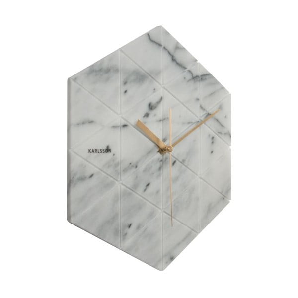 Biały zegar Karlsson Marble Hexagon-image-2