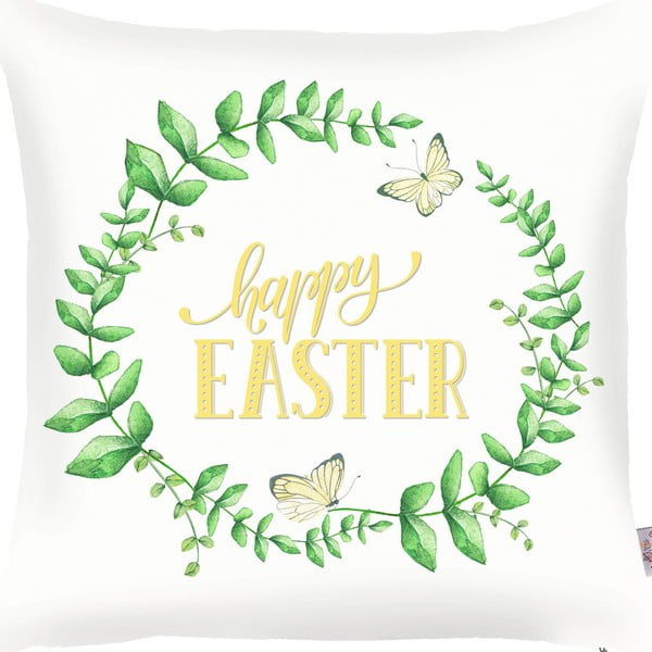 Zielono-biała poszewka na poduszkę Apolena Happy Easter, 43x43 cm