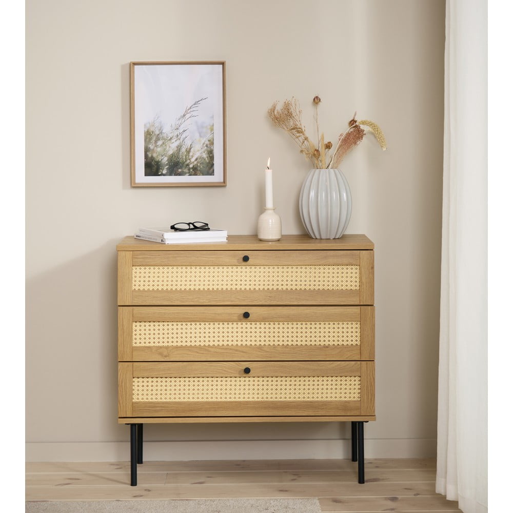 Niska komoda w dekorze dębu w naturalnym kolorze 80x75 cm Pensacola – Unique Furniture (zdjęcie 4)