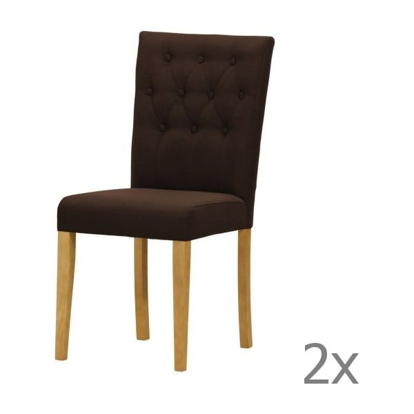 Komplet 2 krzeseł Monako Etna Dark Brown, naturalne nóżki