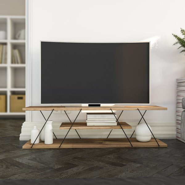 Szafka pod TV w dekorze orzecha 120x33 cm Canaz – Kalune Design-image-1