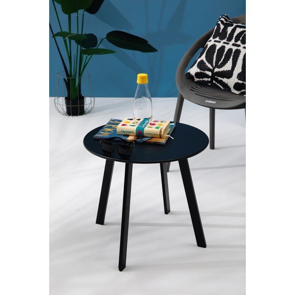 Czarny stół ogrodowy Le Bonom Full Steel, ø 50 cm-image-3