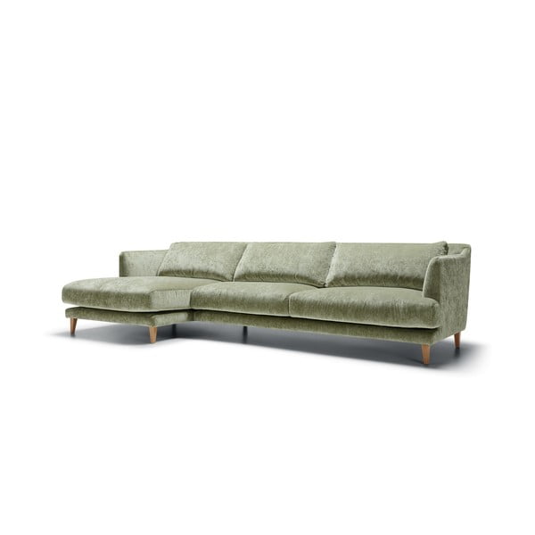 Jasnozielony aksamitny narożnik (lewostronny) Vera – Sits