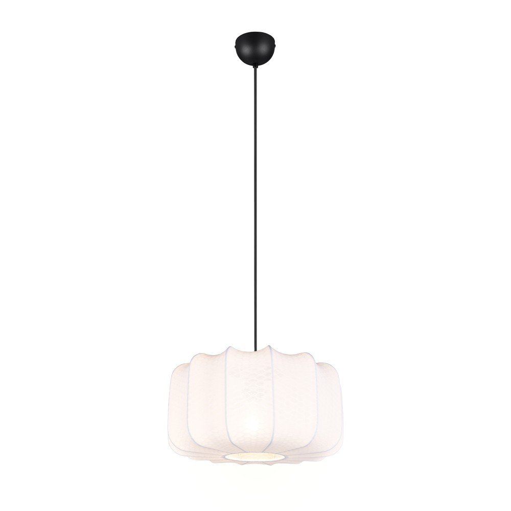Biała metalowa lampa wisząca z tekstylnym kloszem ø 40 cm Madleine – Reality (zdjęcie 5)