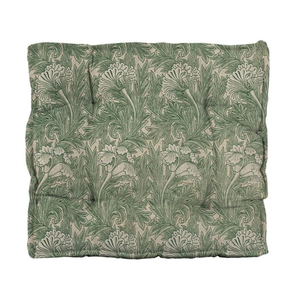 Zielona poduszka na krzesło z domieszką lnu Tierra Bella Green Flowers, 37x37 cm-image-2