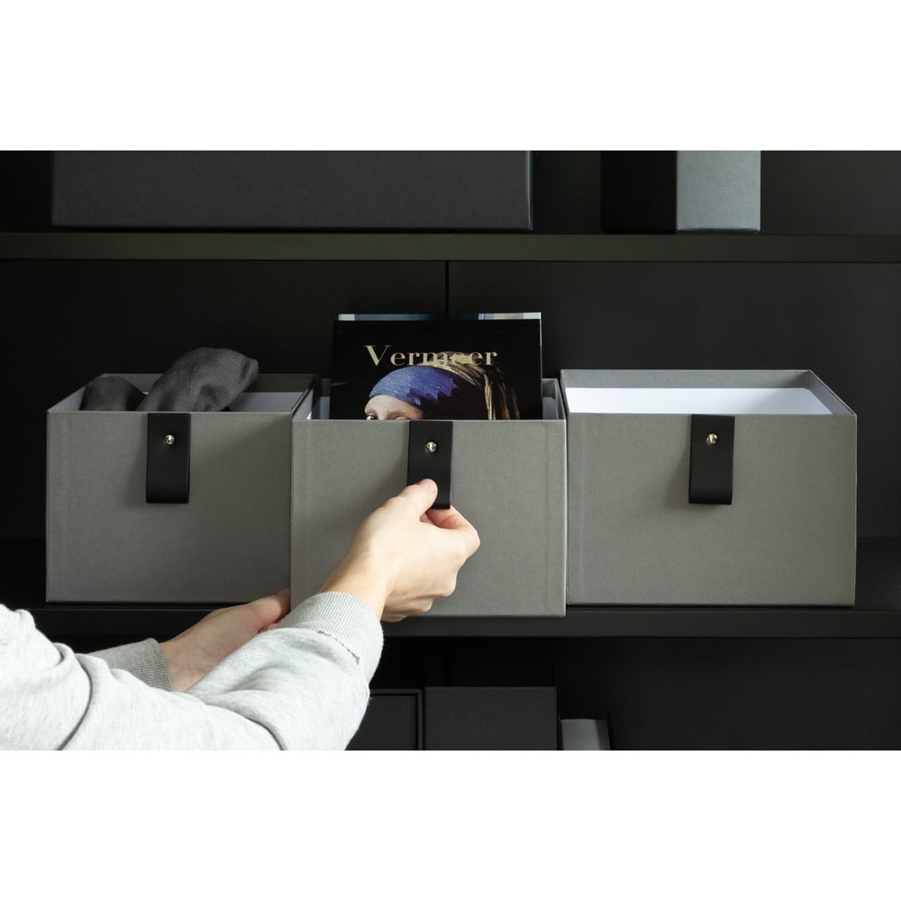Szare kartonowe pojemniki zestaw 3 szt. 20,5x29,5x14,5 cm Aston Paper Laminate – Bigso (zdjęcie 6)