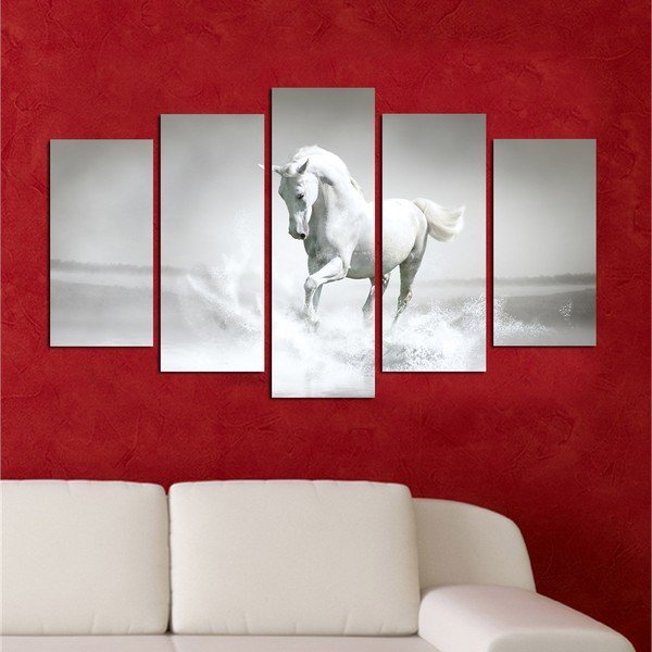 Obraz wieloczęściowy White Horse, 110x60 cm-image-1