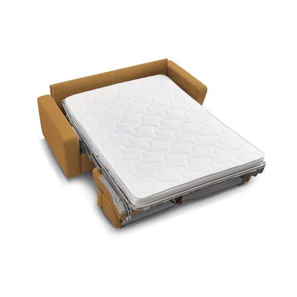 Musztardowa sztruksowa rozkładana sofa 195 cm Monaco – Bobochic Paris-image-4