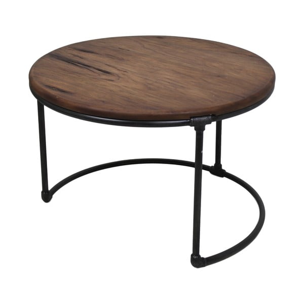Stolik z drewna tekowego i metalu HSM collection Round, 70x70 cm