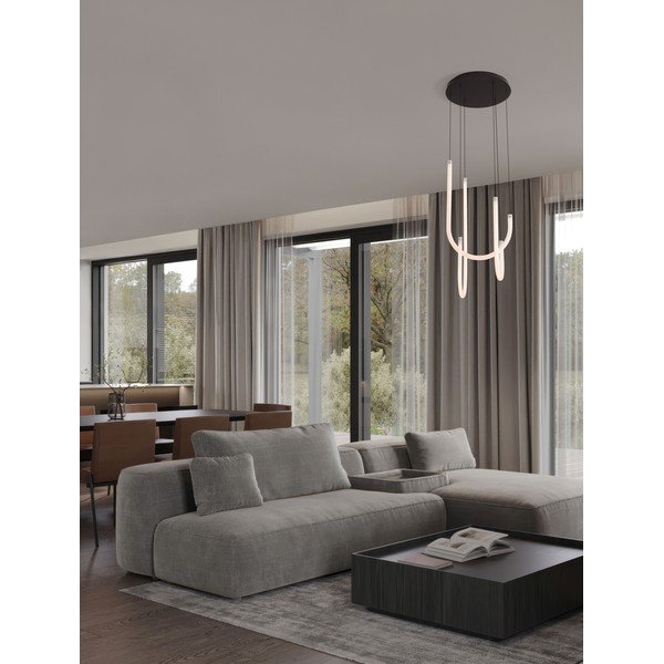 Biała/w kolorze matowej czerni stalowa lampa wisząca LED ze ściemniaczem z kloszem ze szkła akrylowego ø 41 cm Topaz – Nova Luce-image-1