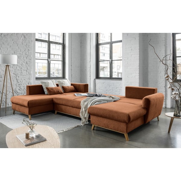 Ceglasta rozkładana sofa w kształcie litery "U" Miuform Scandic Lagom, lewostronna-image-4