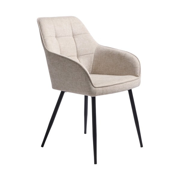 Beżowy tapicerowany fotel jadalniany z podłokietnikami Nolan – Unique Furniture