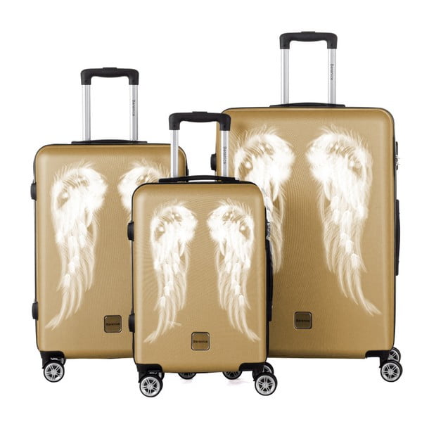 Zestaw 3 walizek w złotym kolorze Berenice Wings